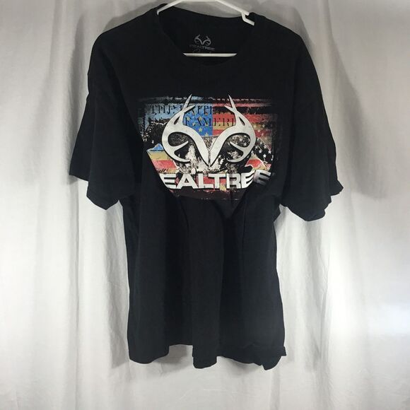 Realtree T-shirt Featuring Antler Logo With American Flag Design, Size 2XL - Picture 1 of 2
